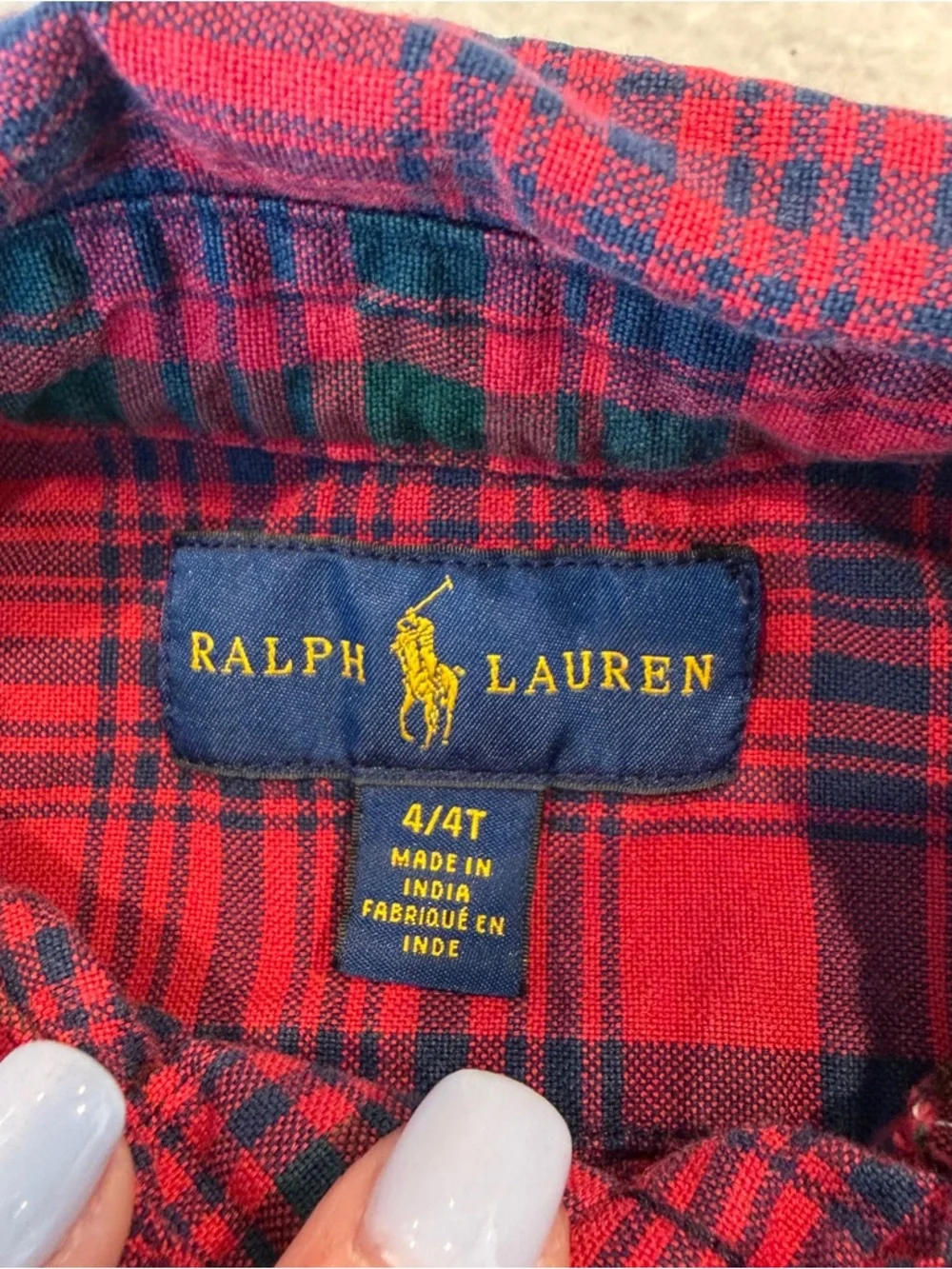 Ralph Lauren Boys 4T Kids Plaid Button-Down Shirts Blue‎ & Green and Red Bundle